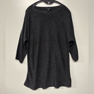 Eileen Fisher Charcoal 3/4 Sleeve Merino Wool Blend Knit Sweater Tunic Size SP